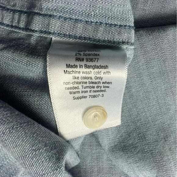 Mutual Weave Mens Denim Short Sleeve Button Up Shirt Size 2XL - Picture 6 of 8